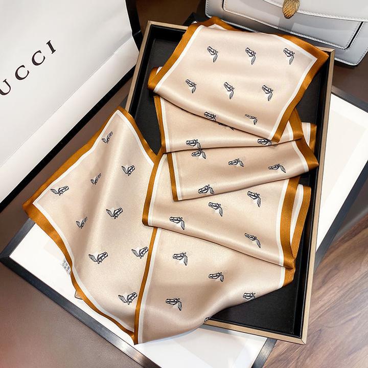 夏季桑蚕丝丝巾时尚高档长巾双面配衬衣小领巾洋气飘带女职业气质