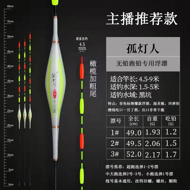 【无铅跑铅漂】黑坑爆款高清晰青鱼草鱼大物跑铅漂圆柱自立漂无铅漂