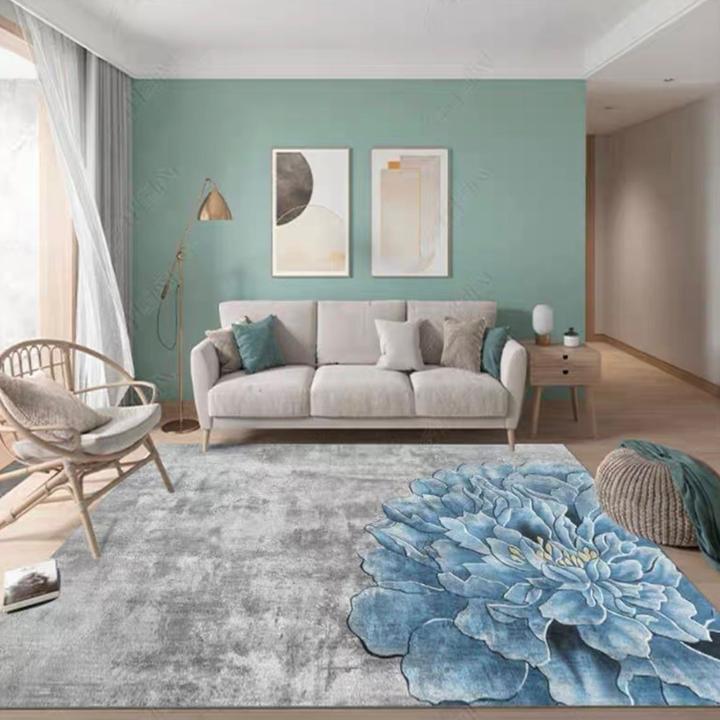 【金钻绒蓝牡丹】地毯轻奢客厅地毯床边毯厨厨房毯入户大门口防滑垫
