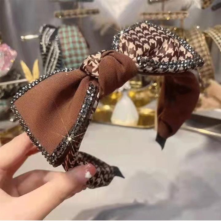 无金属布艺发饰蝴蝶结百搭网红爆款发箍女超仙气质发卡千鸟格复古