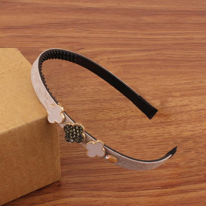 铜合金布艺发饰 四叶草钻发饰儿童发箍女童发卡带齿防滑学生头箍