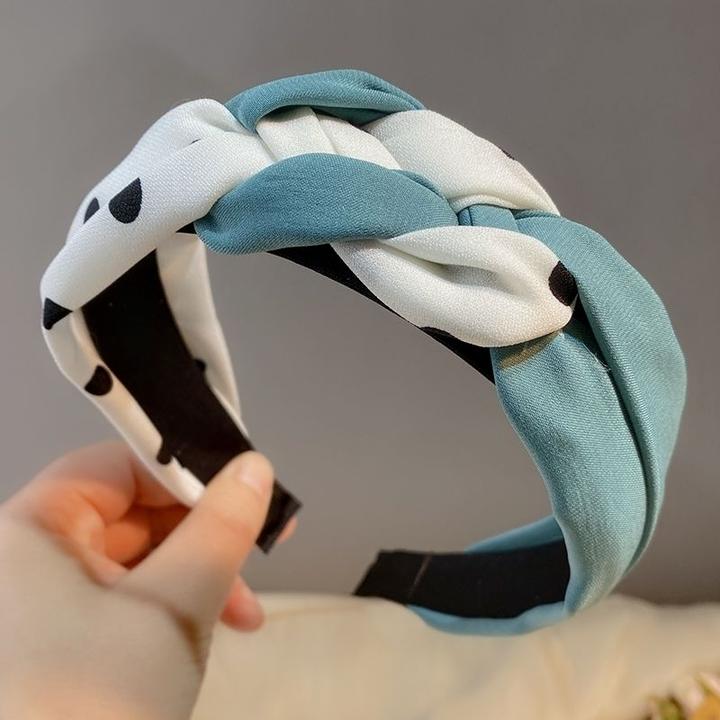 布艺发饰 2022新春款网红波点发箍女高颅顶麻花辫撞色打结宽头箍