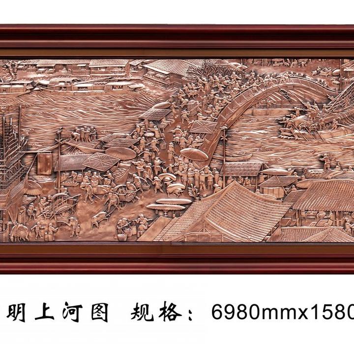 紫铜浮雕画清明上河图复古怀旧壁画中式客厅书房挂画装饰画背景墙