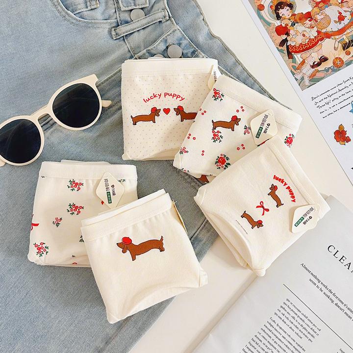 PinkPeachGirl7A纯棉内裤女士抗菌15cm加长裆少女可爱中腰三角裤