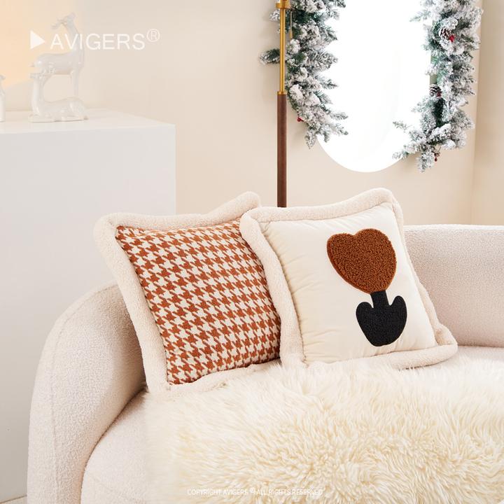 INS风现代腰枕暖色系抱枕组合橘里千喜鹤沙发靠垫靠枕轻奢靠背垫