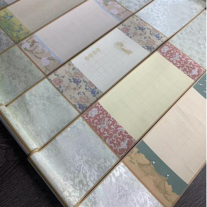 书法小品诗词迷你文房小挂轴半生半熟带格子