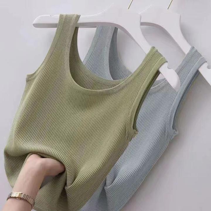 80-170斤冰丝吊带背心女夏外穿内搭打底衫螺纹大码修身无袖薄上衣