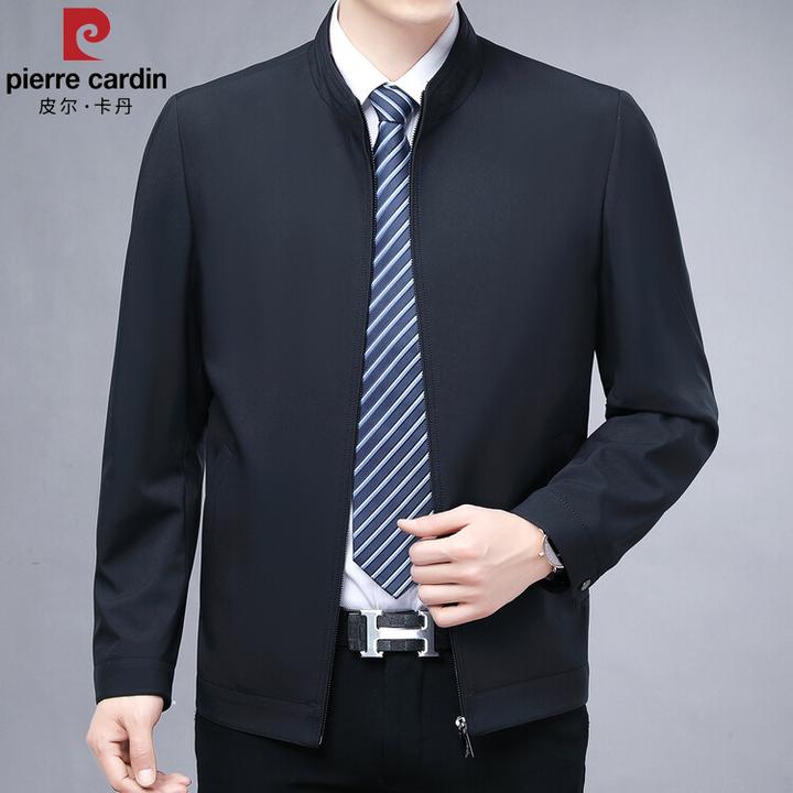 皮尔卡丹立领商务休闲夹克薄款茄克男休闲宽松不褪色商务中年男装
