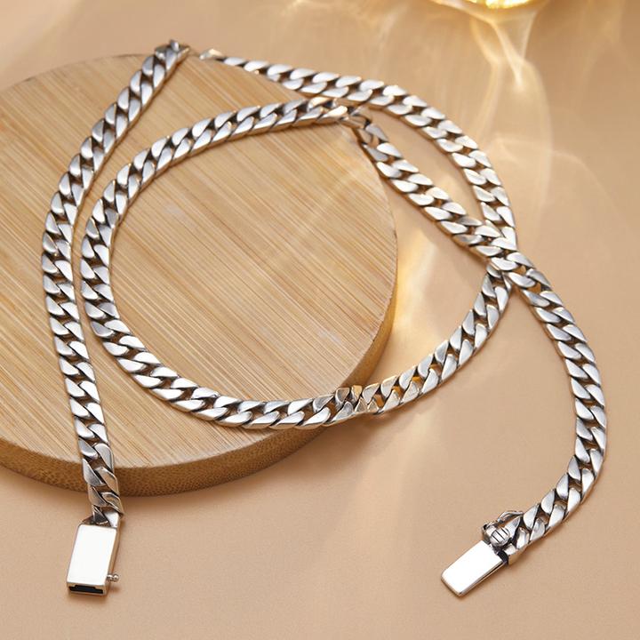 链子925银 古巴项链霸气潮流简约百搭粗款个性纯银男士饰品老板链