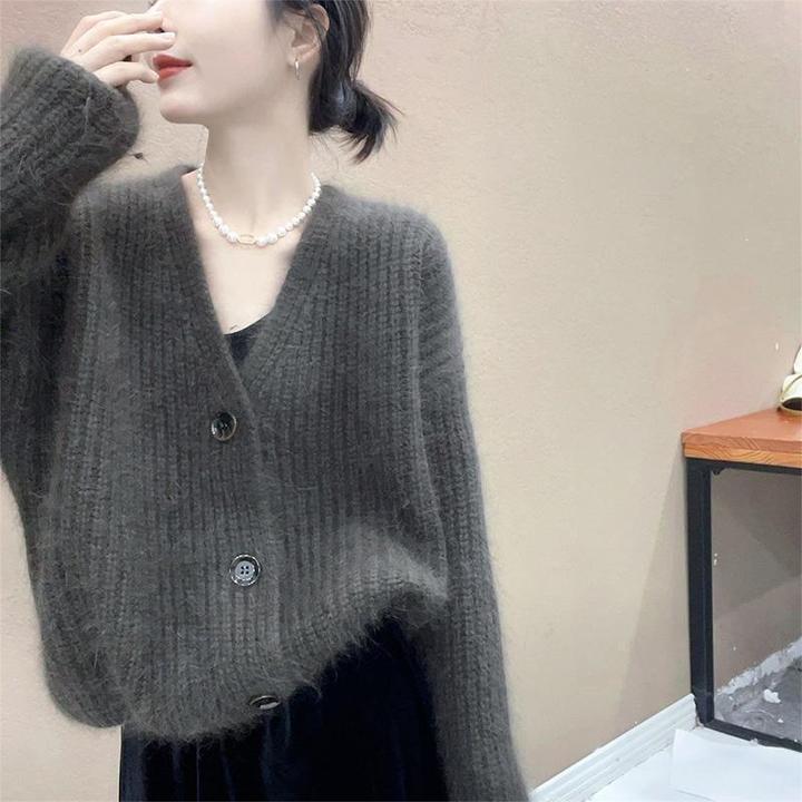 慵懒风针织衫毛衣女士2025秋冬季新款开衫外套小个子大码女装毛衫