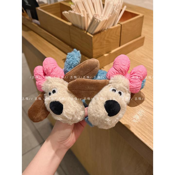 韩版东大门个性可爱卡通毛绒狗狗抓夹超大盘发ins鲨鱼夹发抓发饰