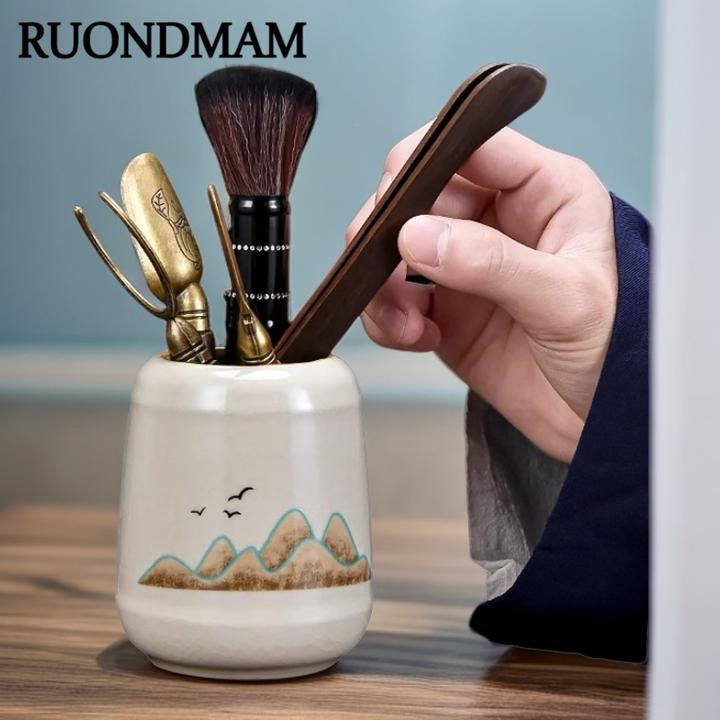 RUONDMAM六君子套装具配件大全茶夹刷茶刀茶勺茶台泡茶工具用品