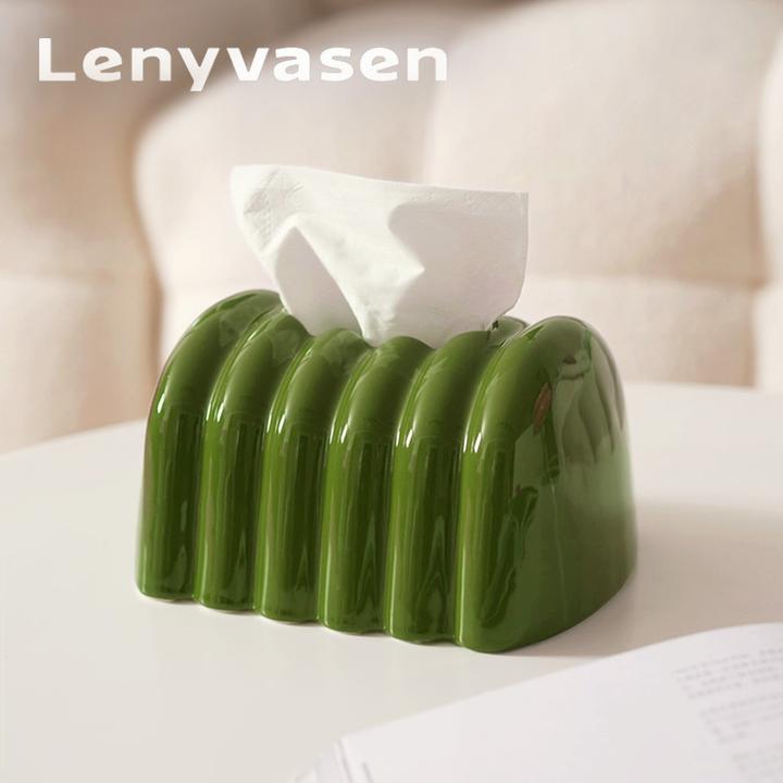 LENYVASEN 创意巧克力陶瓷纸巾盒装饰抽纸盒桌面摆件餐巾纸收纳盒
