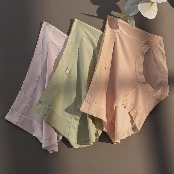 （多条装）中腰女士内裤木代尔面料柔软舒适蕾丝边日系女三角内裤