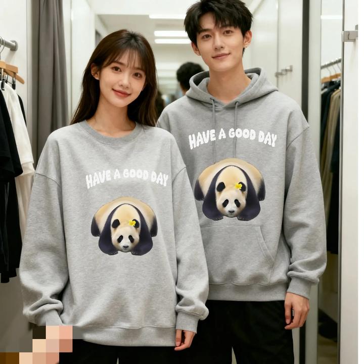 福宝周边纯棉连帽圆领常规卫衣百搭时尚长袖秋季印花休闲情侣装