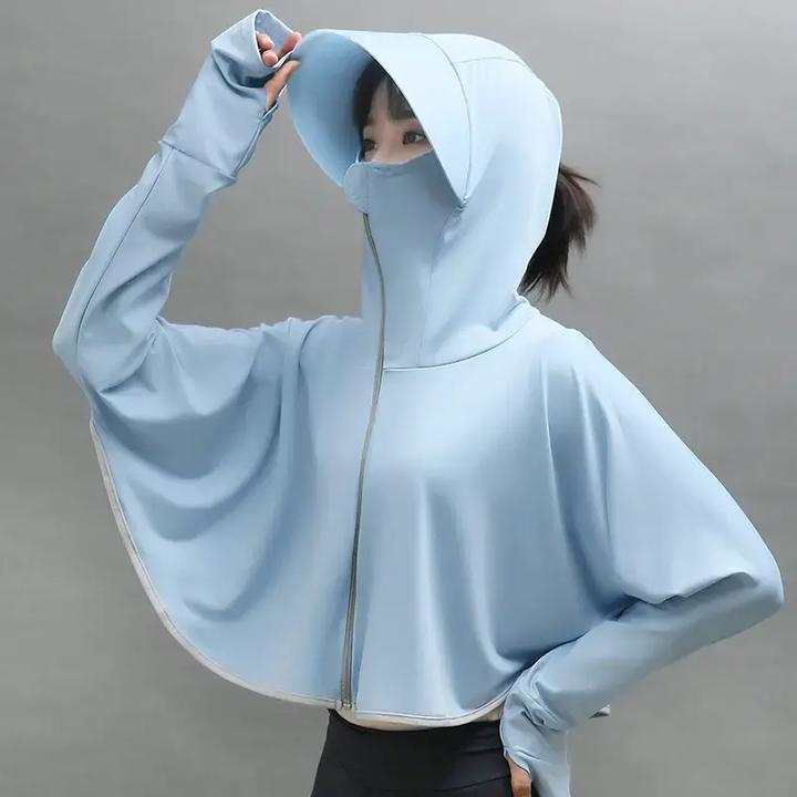 短款女士夏季防晒衣长袖百搭带帽冰丝薄款遮阳防晒服骑行外套HR