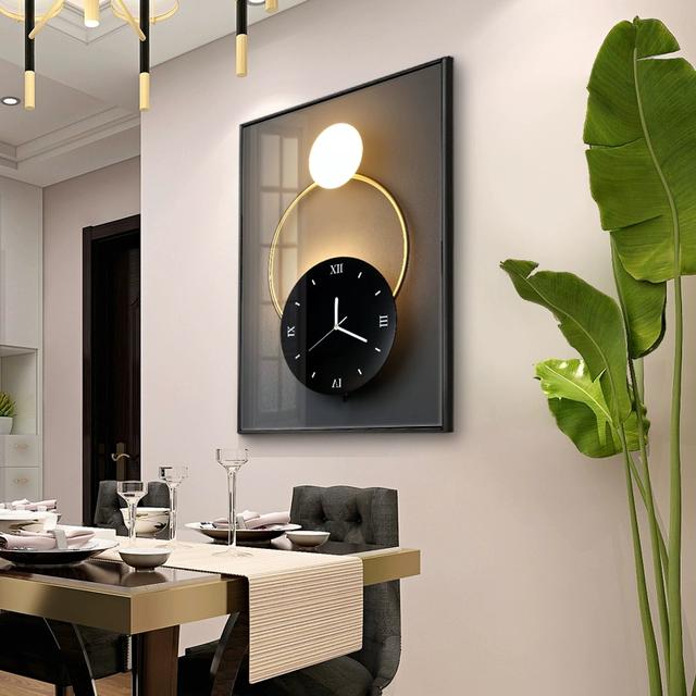 电表箱装饰画免打孔2023新款餐厅画带时钟遮挡强弱配电箱竖款挂画