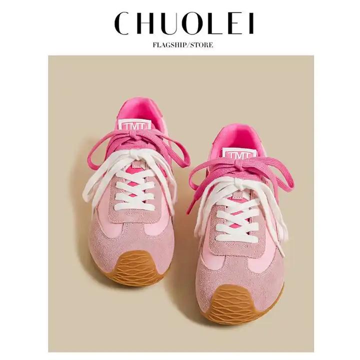 王一博同款德训鞋女2025春夏季新款丑萌小白鞋平底阿甘运动老爹鞋