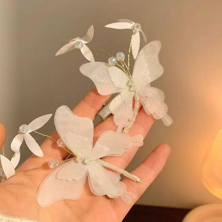 白色甜美新款气质发饰女春夏合金边夹日韩风格非镶嵌其他镀层