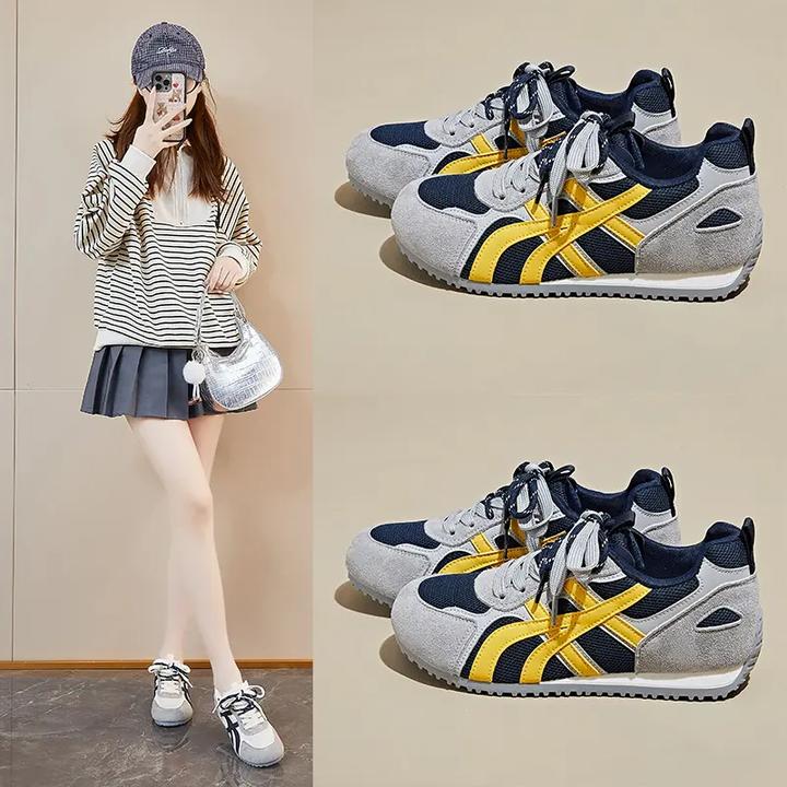 日系秋季新款多巴胺内增高德训鞋女潮休闲百搭阿甘鞋