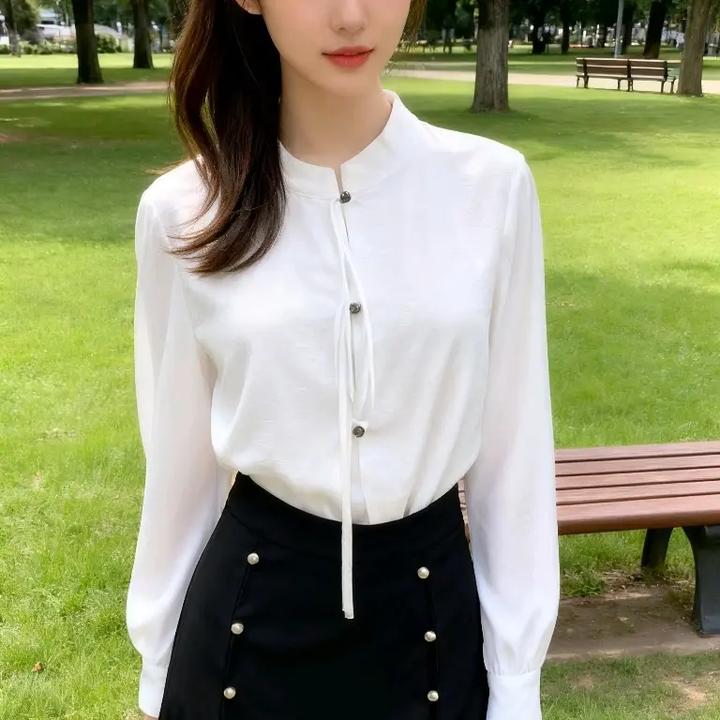 新款时尚简约气质国风新中式长袖质感时髦衬衫女