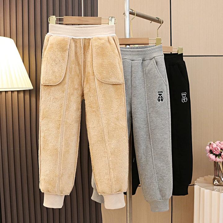 儿童冬款一体绒保暖裤升级款洋气男女童同款休闲裤子童装加厚绒裤