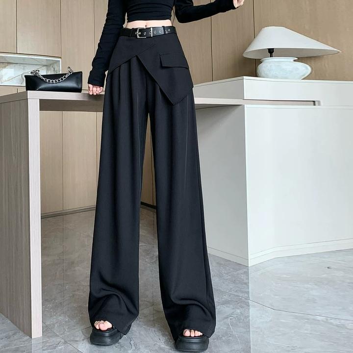黑色西装阔腿裤秋季2025新款裤子女不规则设计感小众休闲长裤显瘦