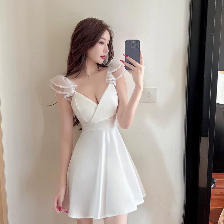 辣妹风性感纯欲连衣裙网纱拼接夜店足浴技师工作服吊带修身a字裙