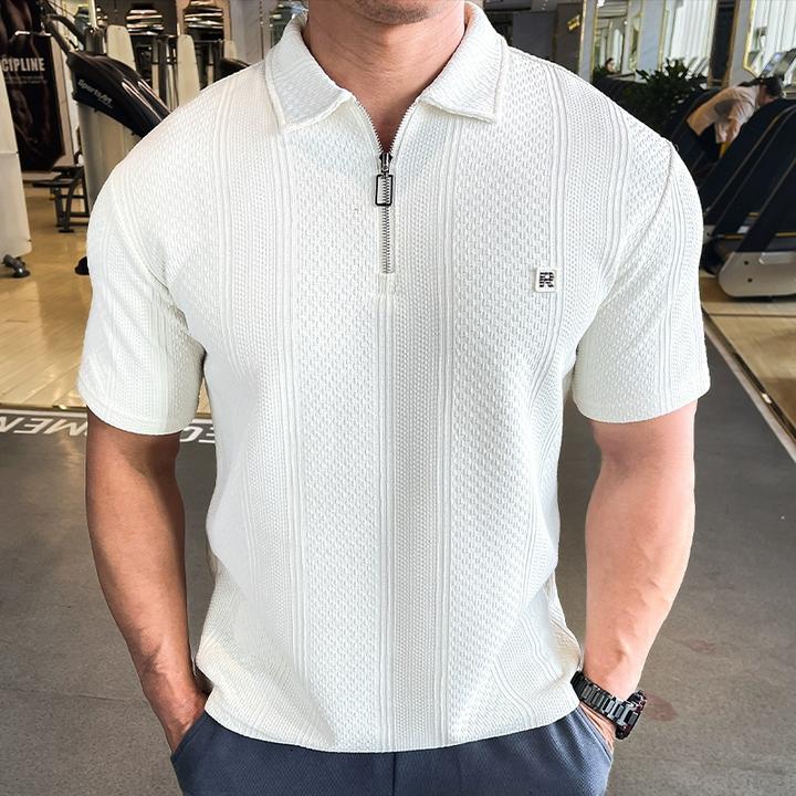 新款复古美式男士健身短袖POLO衫春夏潮牌纯色T恤针织