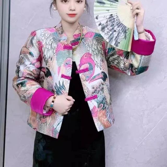 中式国风气质加棉加厚上衣外套女2024秋冬新款复古洋气百搭薄棉衣