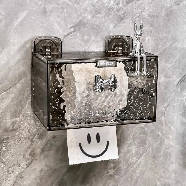 高颜值卫生间厕纸盒2024新款吸盘壁挂式高级感放置纸巾卷纸的盒子