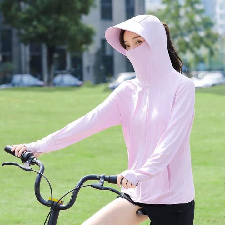 连帽骑车冰丝防晒衣女款夏季2025新款防紫外线电动车防晒服外套