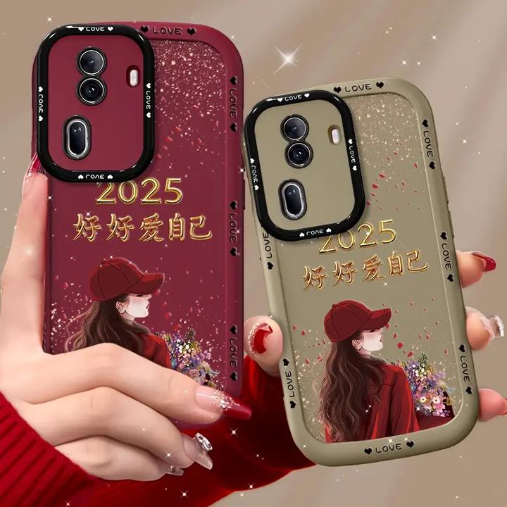 适用opporeno11手机壳捧花爱自己泡芙壳硅胶软壳镜头全包保护套