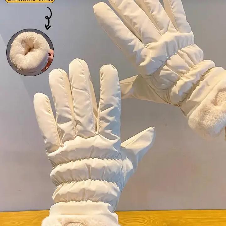 可触屏2025款网红保暖加绒女生滑雪地可爱手套女士秋冬季骑车防风