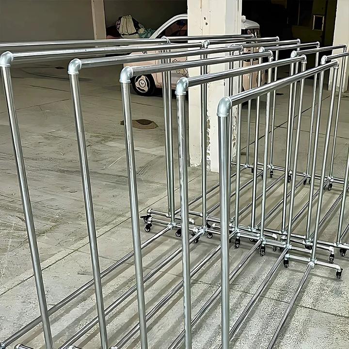 钢管晾衣架落地家用挂衣服晒被子阳台晾衣杆户外凉衣镀锌单杆水管