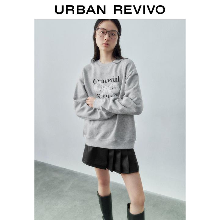 UR2025秋季新款女装都市学院芭蕾风蝴蝶结字母卫衣UYU450012