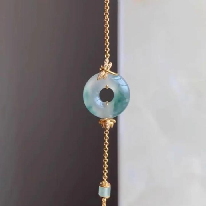 轻奢飘兰花夹扣手链蜻蜓手链平安扣金色链条专用扣头diy配件百搭