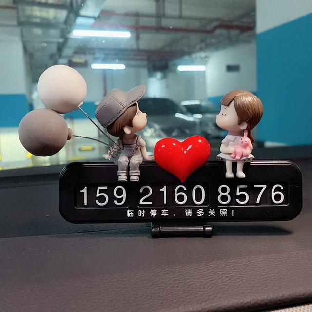 汽车情侣临时停车电话号码牌车内挪车移车卡可爱装饰摆件用品大全