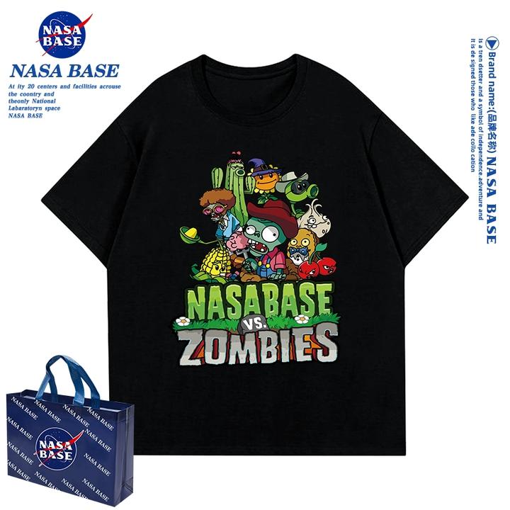 NASA BASE儿童短袖t恤植物大战僵尸男童短袖夏季2025新款套装上衣