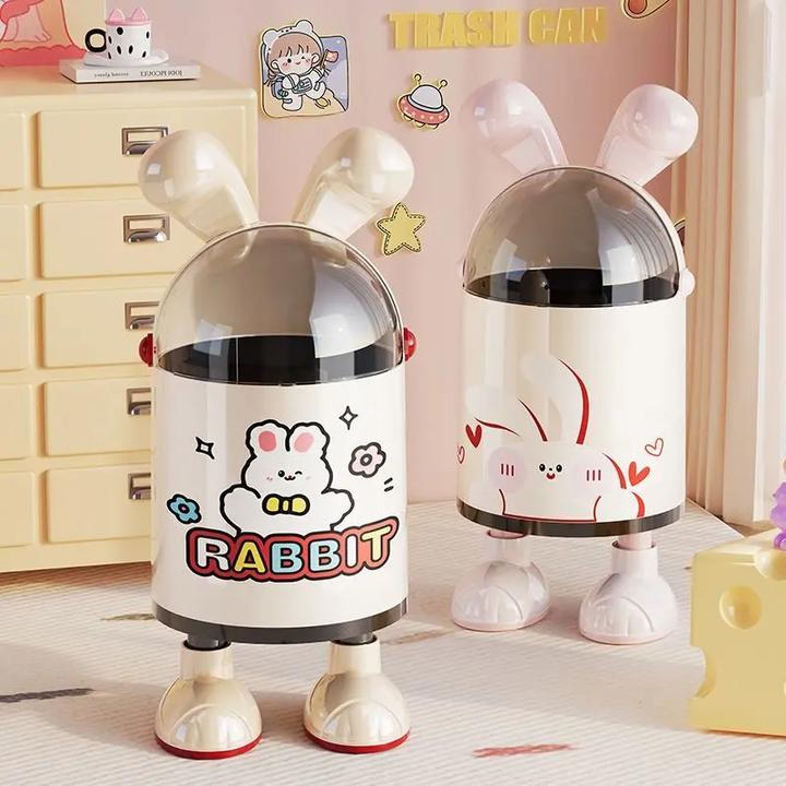 可爱家用兔子垃圾桶宿舍卧室创意卡通翻盖垃圾桶浴室卫生间废纸篓