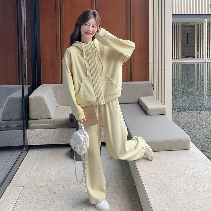 2C175-1204春装减龄连帽卫衣套装气质超美韩系高级感设计款春季新