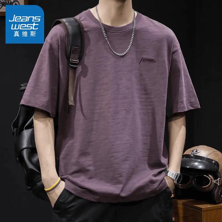 真维斯竹节纯棉短袖T恤男士秋季衣服2025新款半袖大码潮牌高能感