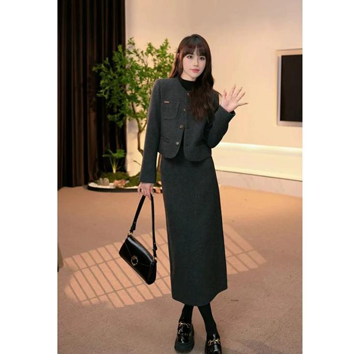 套装裙两件套气质韩版高级感深秋穿搭小香风2024新款轻奢女人味冬