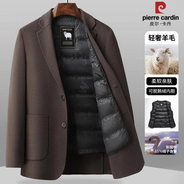 【总裁单西】皮尔卡丹秋冬双面呢羊毛西服男士70%绵羊毛加厚外套