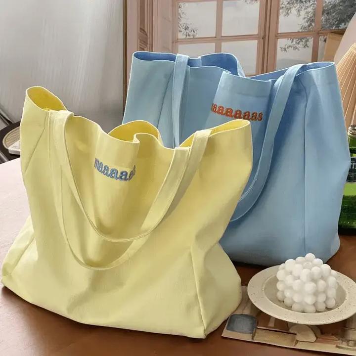 2025新款ins通勤色系小众大容量学生帆布包简约日常休闲托特包m