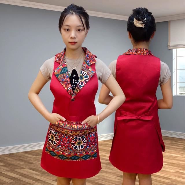 时尚西装领马甲围裙前后两片式围裙家用厨房双层有防水里布正品