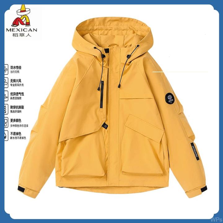 Mexican/稻草人美式休闲收口袖连帽防风春季夹克休闲宽松高感夹克