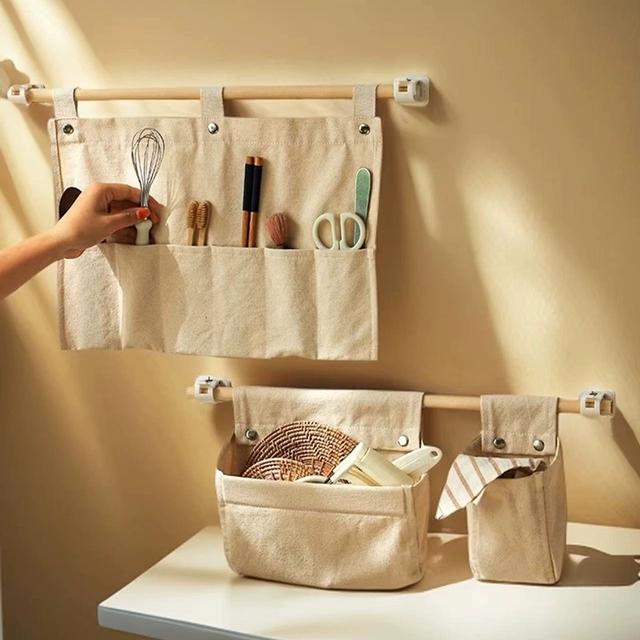 门后布艺棉储物收纳挂袋杂物分类整理袋壁挂式家用大容量小挂兜