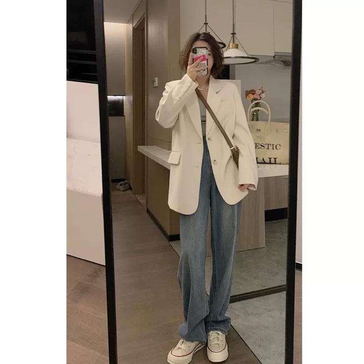 高级感白色西装外套女2024新款春秋季炸街小个子休闲西服套装上衣