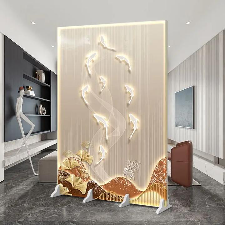 屏风客厅隔断家用推拉玄关小户型简易双面折叠移动办公室背景墙